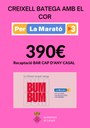 L'AJUNTAMENT DE CREIXELL FA UN NOU INGRÈS COMPLEMENTARI PER A LA MARATÓ DE TV3 PER IMPORT DE 390€ DE LA RECAPTACIÓ DEL BAR DEL CASAL DE LA FESTA DE CAP D'ANY